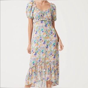 NWT ASTR the label Women’s Floral Off-Shoulder Maxi Dress with open slit
